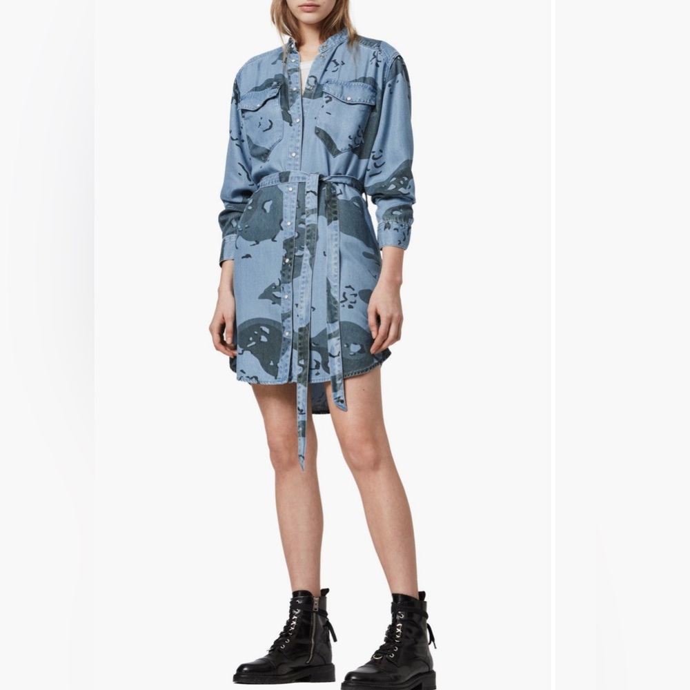 EUC! All Saints Kat Camo Denim Dress